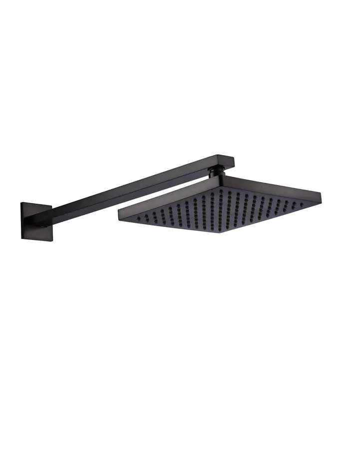 8" Square Rainfall Shower Head with Arm | Matte Black