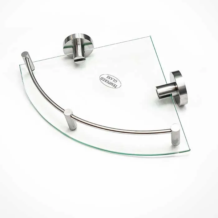 Glass Corner Shelf - Brushed Nickel