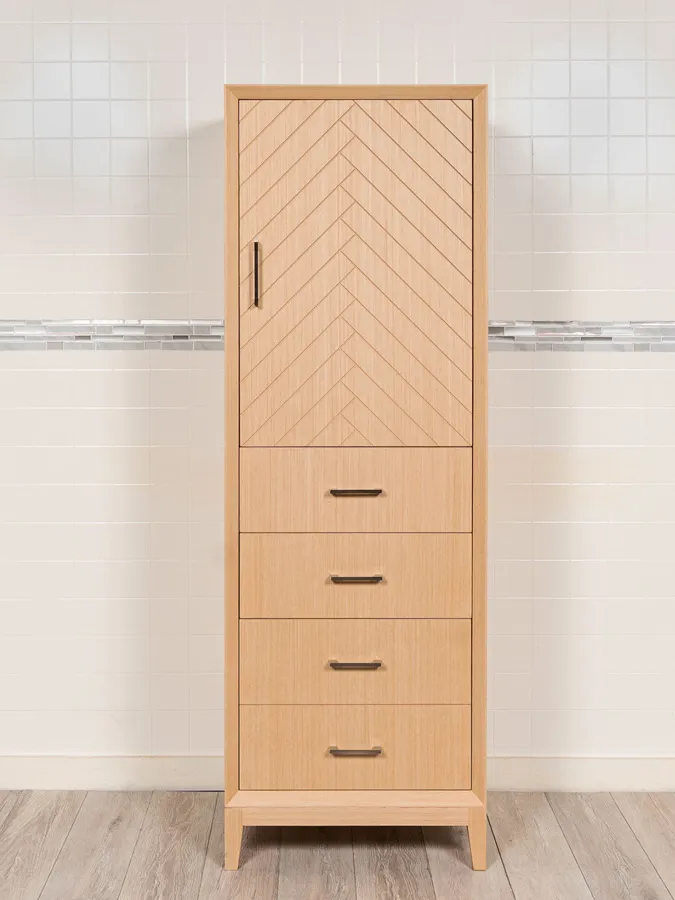 Bathroom Linen Cabinet with Herringbone Design - Style 4024