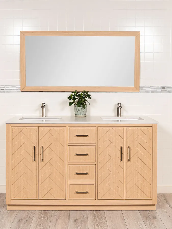 60 inch Double Vanity with Herringbone Design - Style 5660