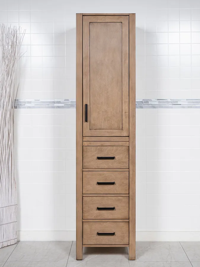 Freestanding Linen Cabinet in White Oak - Style 4505