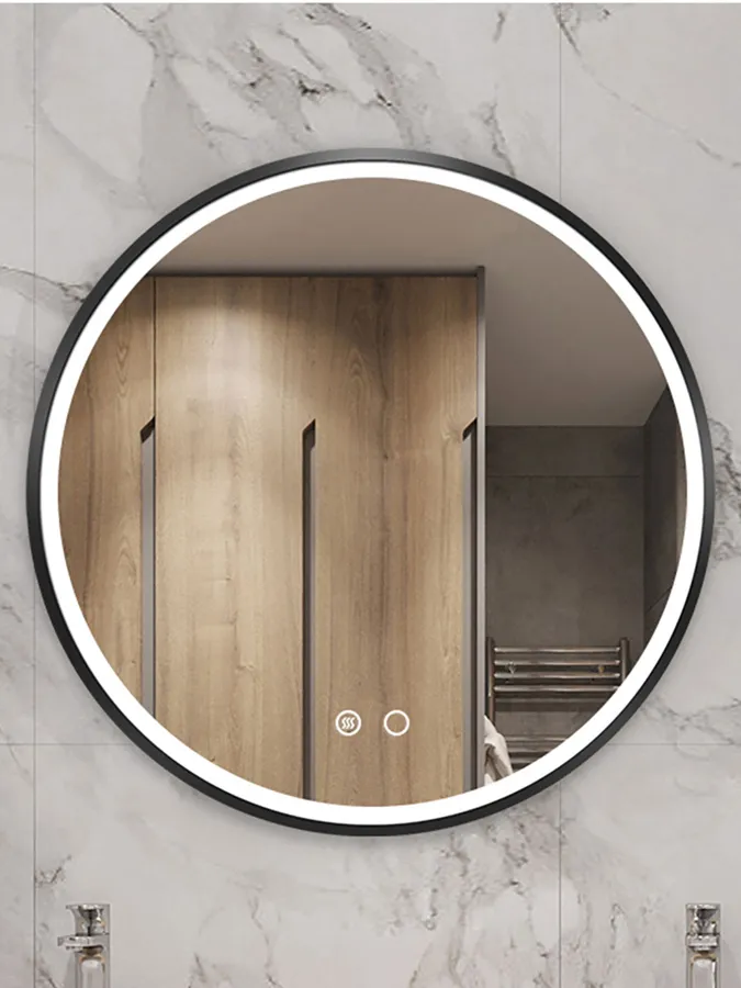 Round LED Backlit Mirror with Black Frame - 14 Series