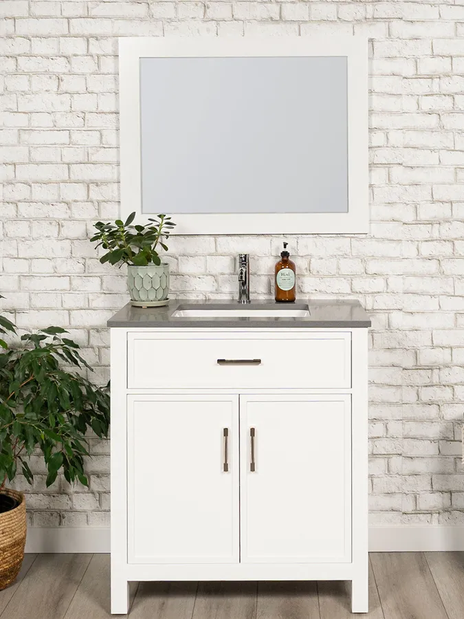 36 inch White Vanity with Slim Shaker Design - Style 6136