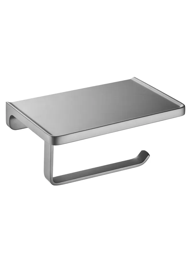 Toilet Paper Holder with Shelf - Brushed Nickel