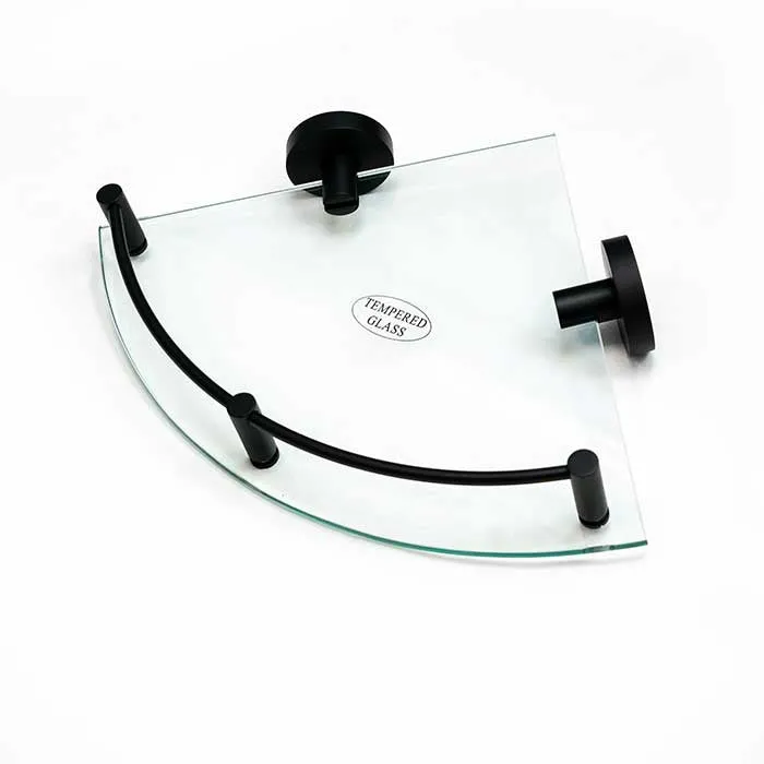 Matte Black Glass Corner Shower Shelf