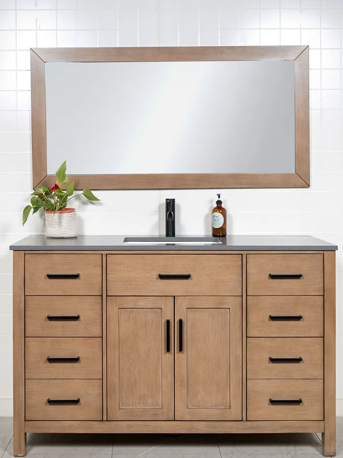 55 inch White Oak Vanity - Style 7555