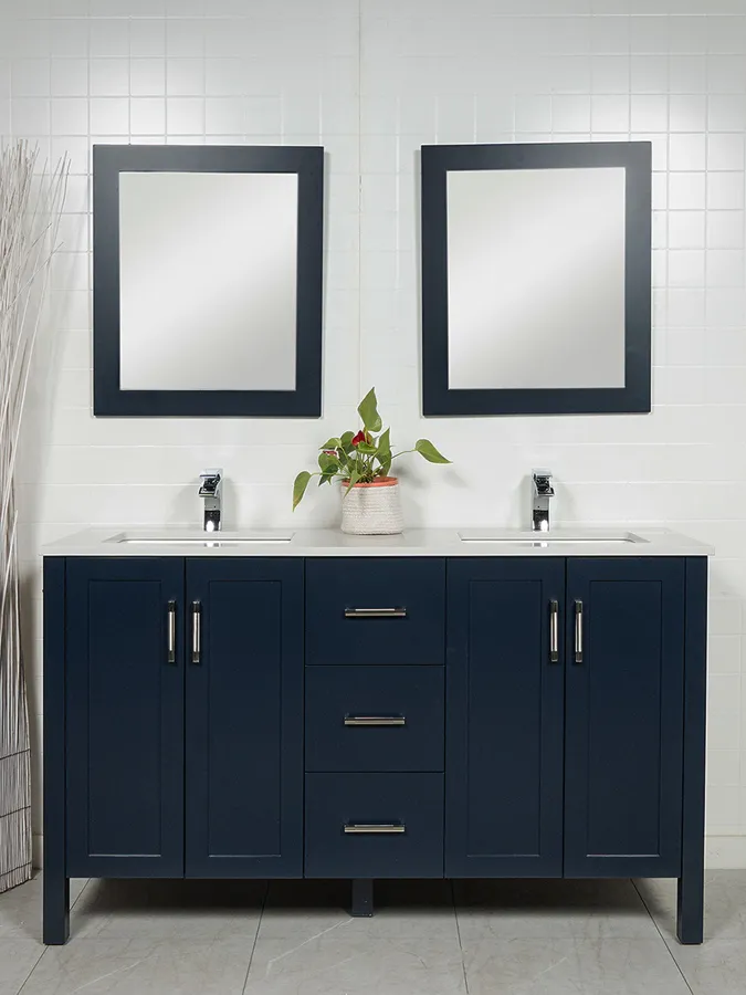 60 inch Double Vanity with Quartz Top - Style 9160